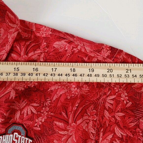 Tommy Bahama Mens Ohio State Buckeyes 100% Silk Hawaiian Shirt XL Red Tropical - Picture 7 of 10